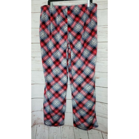 Croft & Barrow Intimates Red Gray XXL Plaid Flannel Fleece Soft Pajama Pants - Picture 4 of 9